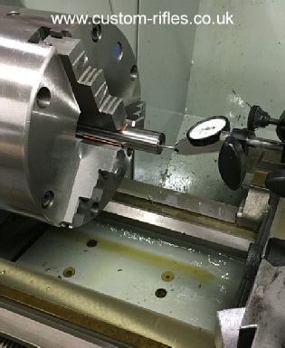 Dialing in the barrel for threading.